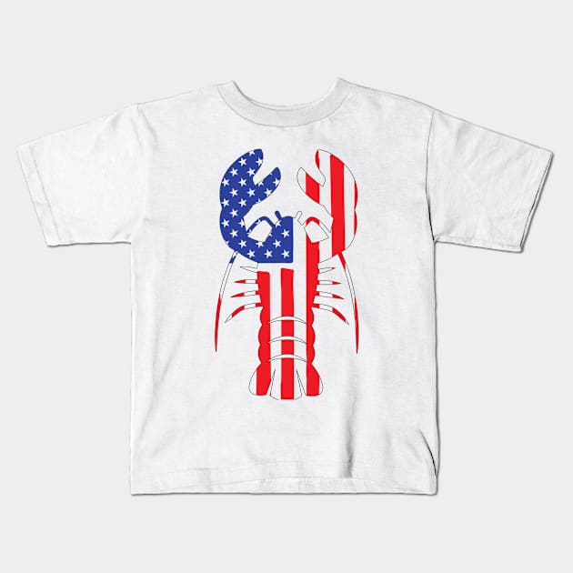 Mardi Gras US American flag with crawfish New Orleans Kids T-Shirt by click2print